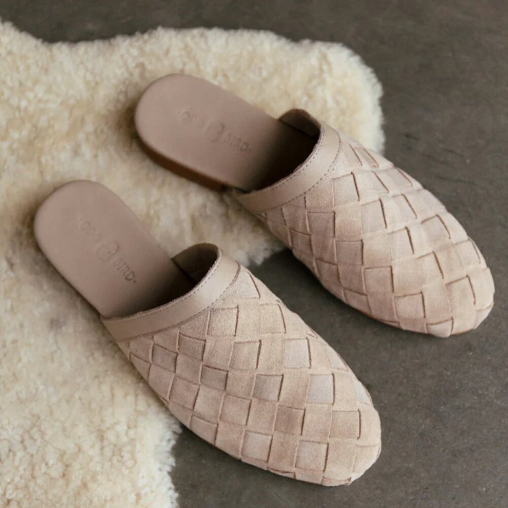 Oddbird Suede Woven Slipper - Stone - Never Worn - Size 6